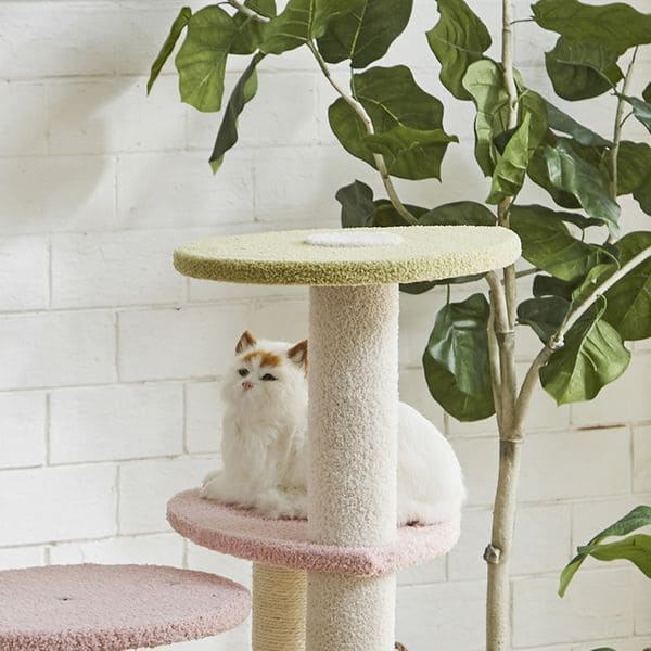 ピンク色のキュートなキャットタワー | キャットタワー ピンク ネコ ねこ 猫 スリム 据え置き おしゃれ 猫タワー おもちゃ 猫用品 運動不足 キャットツリー 運動不足解消 ペット用品 かわいい 可