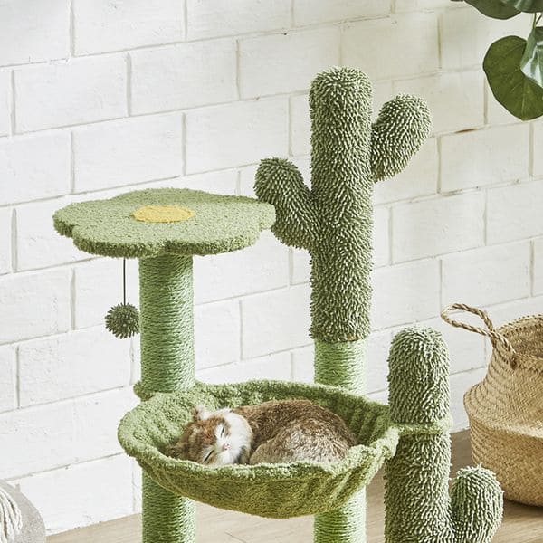 サボテンをイメージしたキャットタワー | キャットタワー ハンモック ネコ ねこ 猫 スリム 据え置き おしゃれ 猫タワー おもちゃ 猫用品 運動不足 キャットツリー 運動不足解消 ペット用品 サボ
