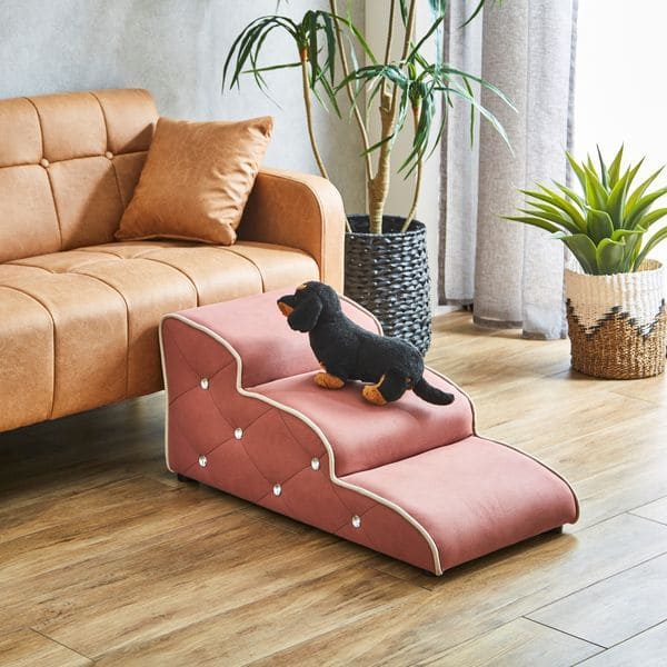 ドッグステップ | 犬 ドッグステップ かわいい 3段 階段 ペットステップ 犬用 上り台 ペット用品 犬猫用階段 ペット負担軽減 ひっかき傷に強い特殊生地を採用 引っ掻き傷に強い 特殊生地 ペット