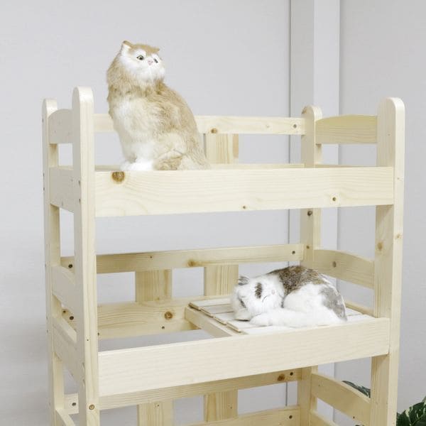 北欧パイン材を使用した小屋付き5段ペットベッド | キャットタワー 猫 猫用 ペット用ベッド ネコ キャットベッド ペット用品 ペットベッド ナチュラル デザイン 北欧 パイン材 木製 すのこ式 お