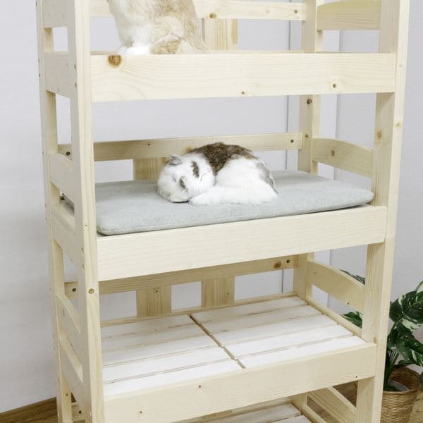 北欧パイン材を使用した小屋付き5段ペットベッド | キャットタワー 猫 猫用 ペット用ベッド ネコ キャットベッド ペット用品 ペットベッド ナチュラル デザイン 北欧 パイン材 木製 すのこ式 お