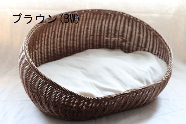ラタンオーバルベッド | オールハンドメイド 天然素材ベッド キャットベッド キャット キャットハウス 籐 トウ ラタン ベッド ネコ 小型犬 クッション おしゃれ かわいい