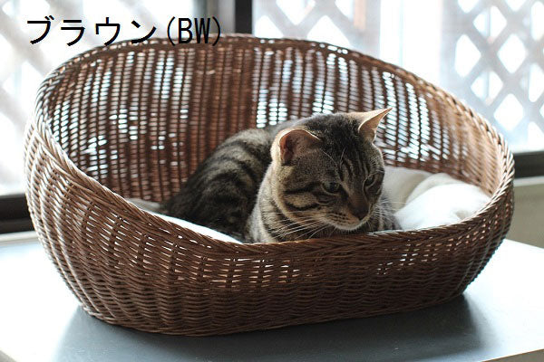 ラタンオーバルベッド | オールハンドメイド 天然素材ベッド キャットベッド キャット キャットハウス 籐 トウ ラタン ベッド ネコ 小型犬 クッション おしゃれ かわいい