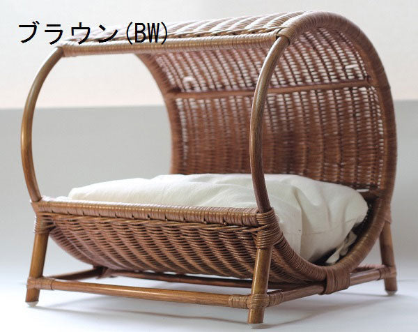 ラタントンネルベッド | オールハンドメイド 天然素材ベッド キャットベッド キャット キャットハウス 籐 トウ ラタン ベッド ネコ 小型犬 クッション おしゃれ かわいい