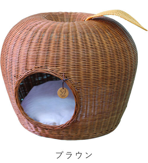 ラタンポムハウス | オールハンドメイド 天然素材ベッド キャットベッド キャット キャットハウス 籐 トウ ラタン ベッド ネコ 小型クッション おしゃれ かわいい キャリー