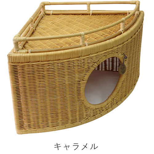 ラタンチーズハウス | オールハンドメイド 天然素材ベッド キャットベッド キャット キャットハウス 籐 トウ ラタン ベッド ネコ 小型クッション おしゃれ かわいい