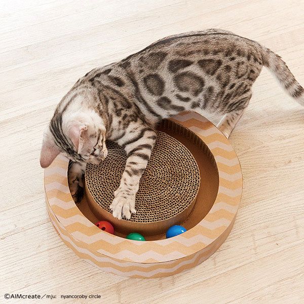 遊べるボール付き・サークルタイプ 猫用 爪とぎ | 猫 ネコ 猫用 爪 ツメ つめ つめとぎ 爪とぎ 北欧 かわいい モダン シンプル おしゃれ ダンボール ガリガリ インテリア ナチュラル ベージュ