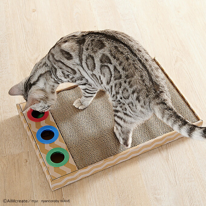 遊べるボール付き・ウェーブタイプ 猫用 爪とぎ | 猫 爪とぎ 猫 爪研ぎ 段ボール スクラッチャー インテリア Mju: ミュー エイムクリエイツ つめとぎ ダンボール 猫鍋 またたび おしゃれ カラフル